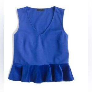 J.Crew Velvet Peplum Top in Royal Blue/Harbor View, size Medium